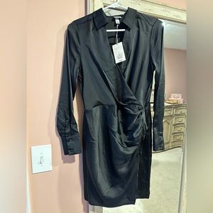 Women's Long Sleeve Satin Shirtdress